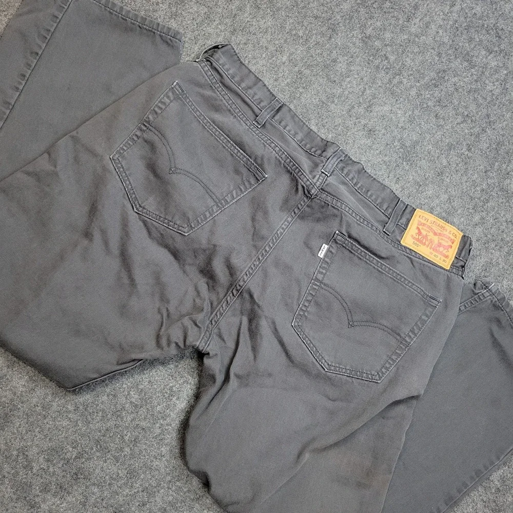 Levis 505 Jeans Mens 40x30 Charcoal Gray Denim Red Tab Classic Straight Leg